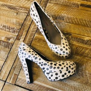 Pink & Pepper Polka dot mohair pump heels
